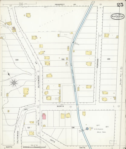 Sanborn Fire Insurance Map from Riverside, Riverside County, California (1895), Sheet #0025 - Complete Map Set gallery image, historic Sanborn map, vintage wall art, California California