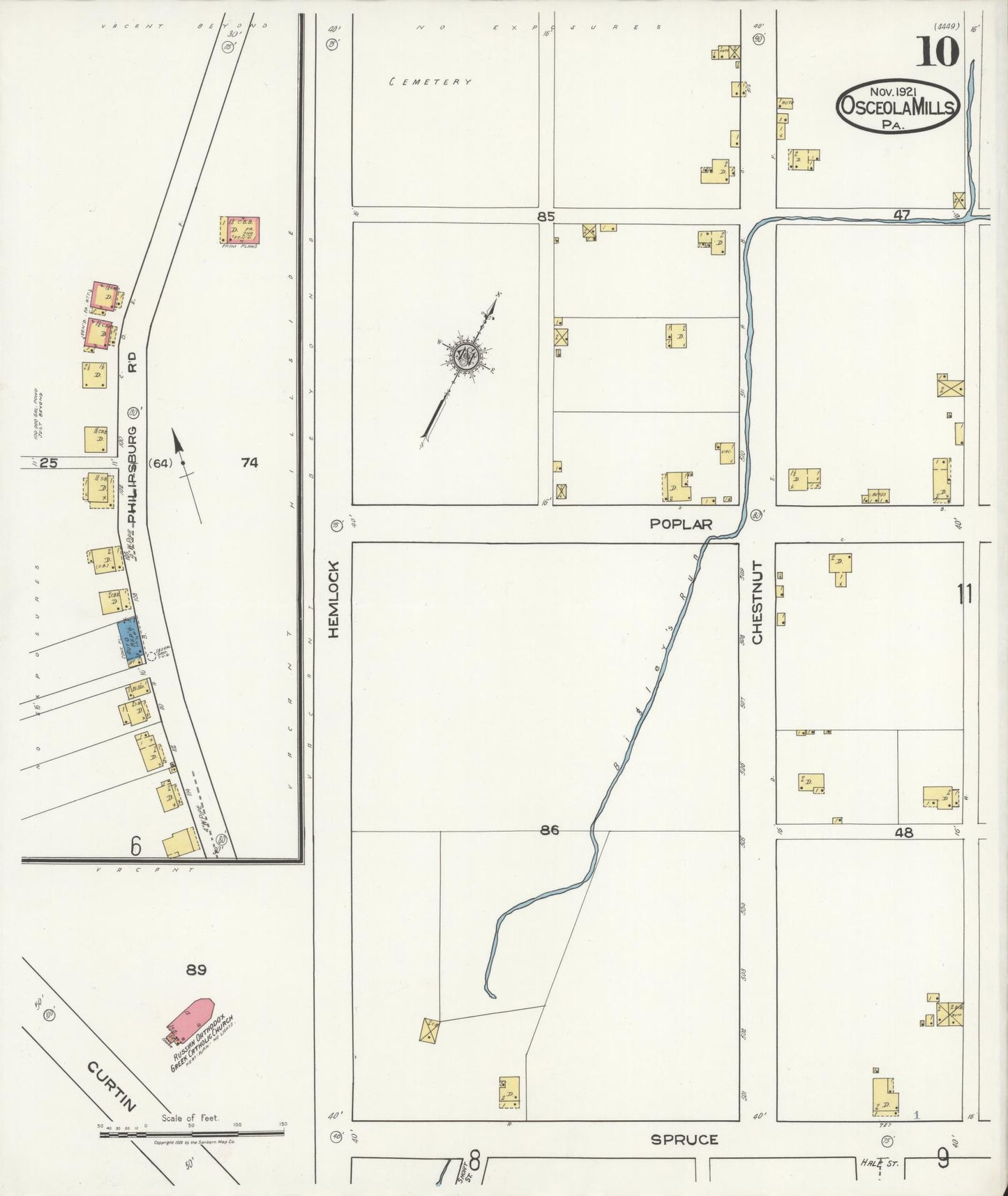 Sanborn Fire Insurance Map from Osceola Mills, Clearfield County, Pennsylvania (1921), Sheet #0010 - Complete Map Set gallery image, historic Sanborn map, vintage wall art, Pennsylvania Pennsylvania