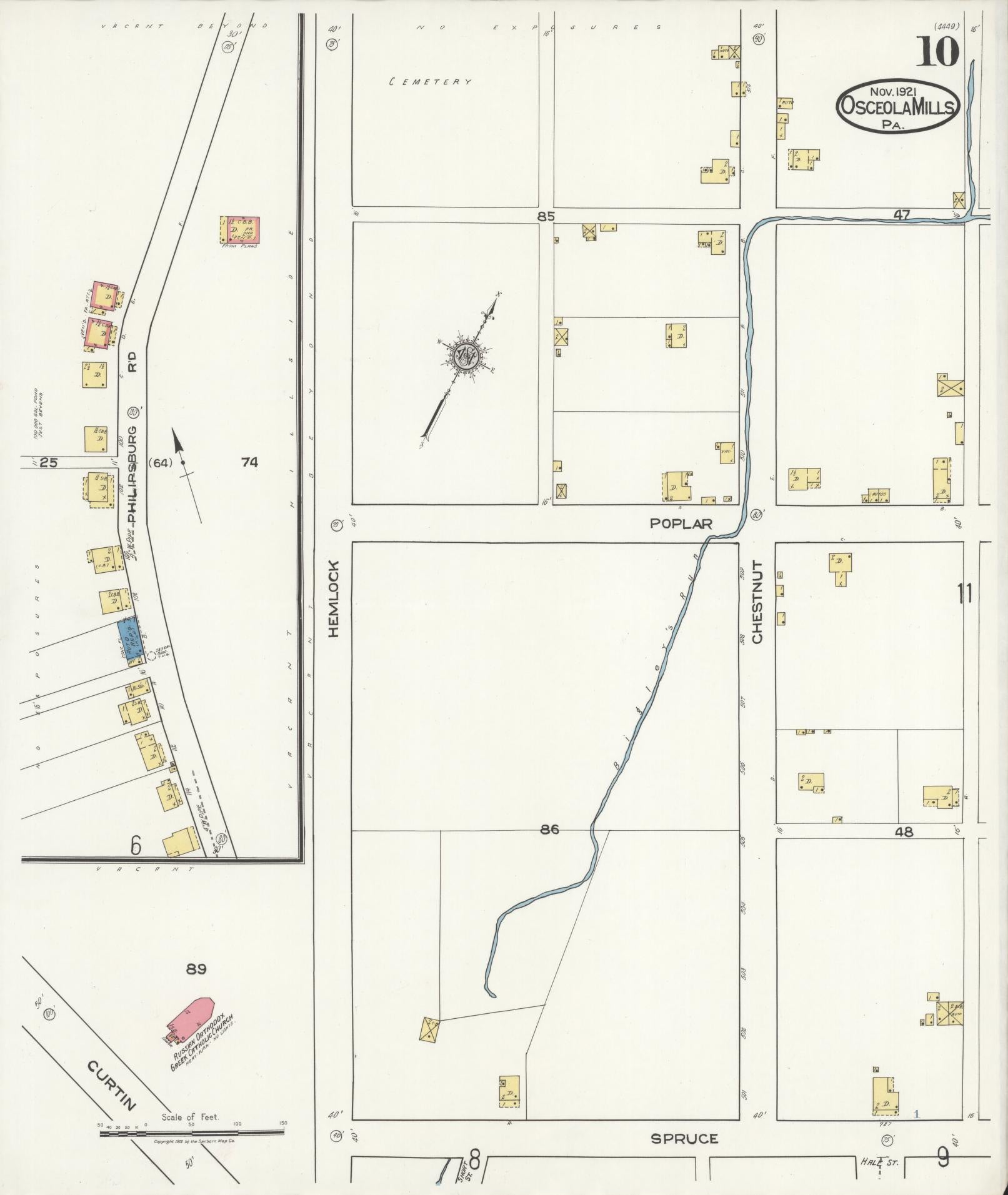 Sanborn Fire Insurance Map from Osceola Mills, Clearfield County, Pennsylvania (1921), Sheet #0010 - Complete Map Set gallery image, historic Sanborn map, vintage wall art, Pennsylvania Pennsylvania