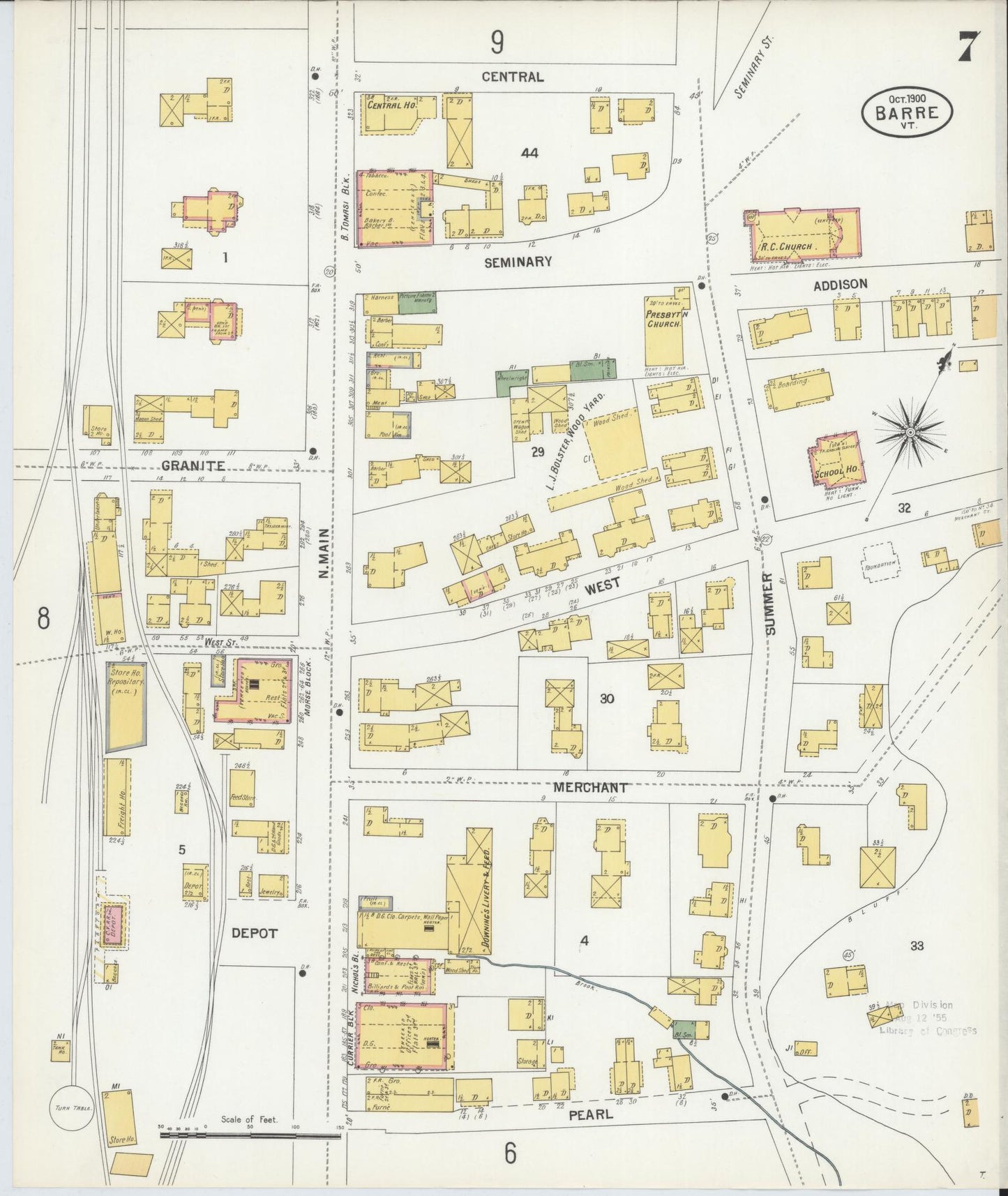 Sanborn Fire Insurance Map from Barre, Washington County, Vermont (1900), Sheet #0007 - Complete Map Set gallery image, historic Sanborn map, vintage wall art, Vermont Vermont