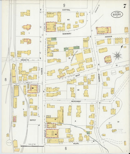 Sanborn Fire Insurance Map from Barre, Washington County, Vermont (1900), Sheet #0007 - Complete Map Set gallery image, historic Sanborn map, vintage wall art, Vermont Vermont