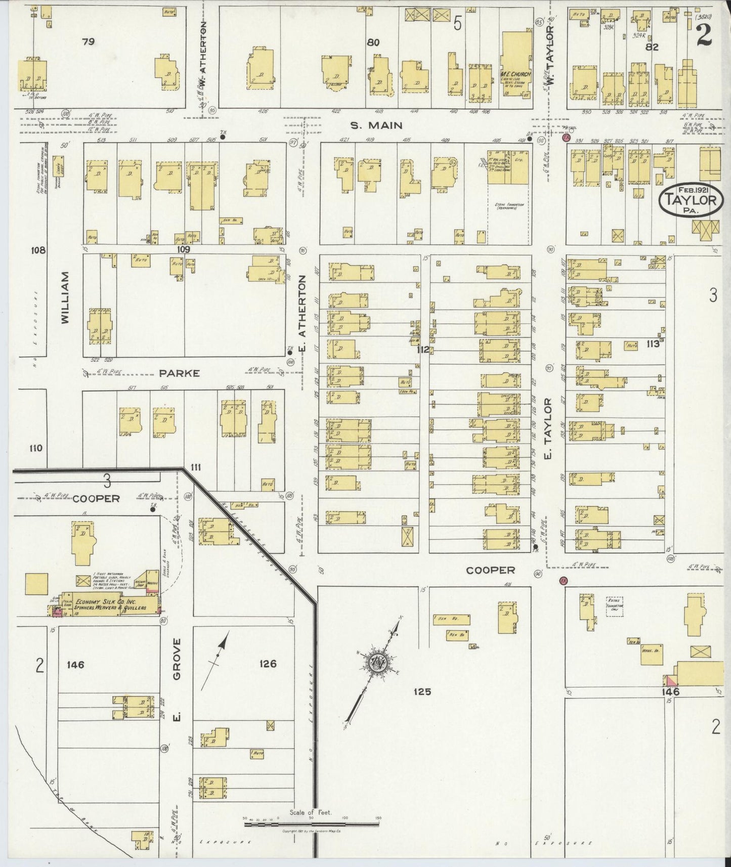 Sanborn Fire Insurance Map from Taylor, Lackawanna County, Pennsylvania (1921), Sheet #0002 - Complete Map Set gallery image, historic Sanborn map, vintage wall art, Pennsylvania Pennsylvania