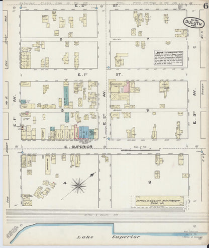 Sanborn Fire Insurance Map from Duluth, Saint Louis County, Minnesota (1884), Sheet #0006 - Historic Sanborn Fire Insurance Map Print, vintage old map wall art, antique decor, genealogy gift, Minnesota Minnesota map