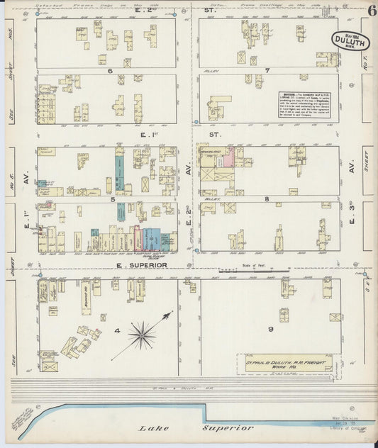 Sanborn Fire Insurance Map from Duluth, Saint Louis County, Minnesota (1884), Sheet #0006 - Historic Sanborn Fire Insurance Map Print, vintage old map wall art, antique decor, genealogy gift, Minnesota Minnesota map