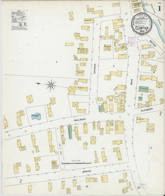 Sanborn Fire Insurance Map from Clinton, Kennebec County, Maine (1901), Sheet #0001 - Historic Sanborn Fire Insurance Map Print, vintage old map wall art, antique decor, genealogy gift, Maine Maine map