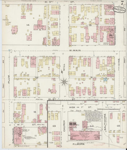 Sanborn Fire Insurance Map from Madison, Jefferson County, Indiana (1886), Sheet #0007 - Complete Map Set gallery image, historic Sanborn map, vintage wall art, Indiana Indiana