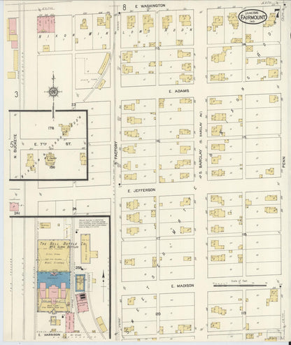 Sanborn Fire Insurance Map from Fairmount, Grant County, Indiana (1916), Sheet #0007 - Historic Sanborn Fire Insurance Map Print, vintage old map wall art, antique decor, genealogy gift, Indiana Indiana map