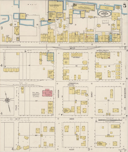 Sanborn Fire Insurance Map from Rainier, Columbia County, Oregon (1921), Sheet #0005 - Complete Map Set gallery image, historic Sanborn map, vintage wall art, Oregon Oregon
