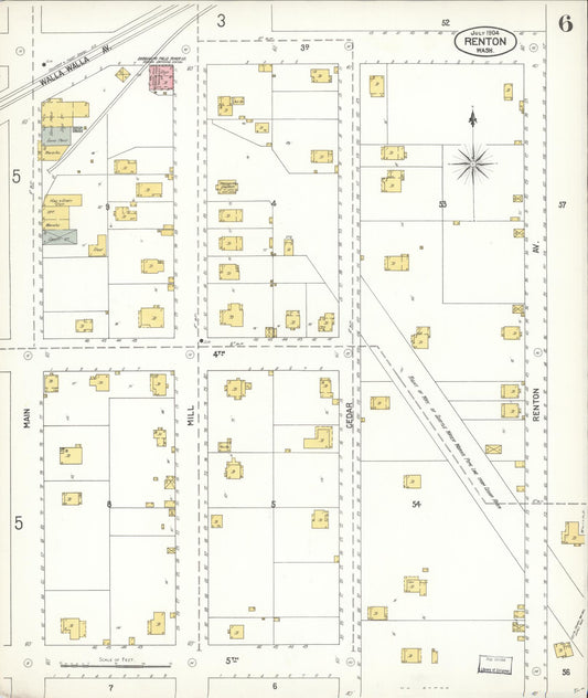 Sanborn Fire Insurance Map from Renton, King County, Washington (1904), Sheet #0006 - Historic Sanborn Fire Insurance Map Print, vintage old map wall art, antique decor, genealogy gift, Washington Washington map