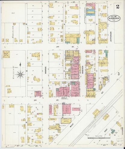 Sanborn Fire Insurance Map from Kinmundy, Marion County, Illinois (1907), Sheet #0002 - Complete Map Set gallery image, historic Sanborn map, vintage wall art, Illinois Illinois