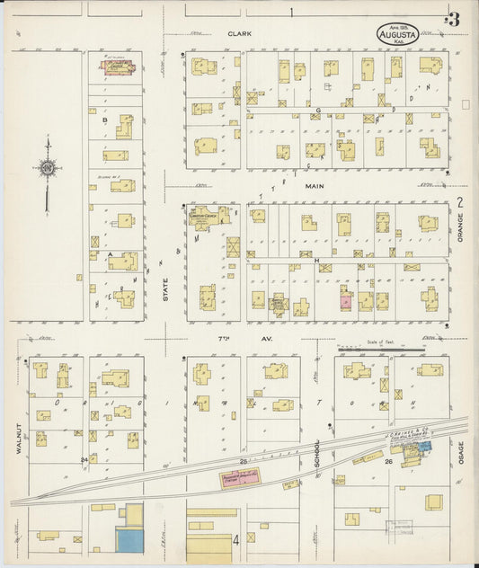 Sanborn Fire Insurance Map from Augusta, Butler County, Kansas (1915), Sheet #0003 - Historic Sanborn Fire Insurance Map Print, vintage old map wall art, antique decor, genealogy gift, Kansas Kansas map