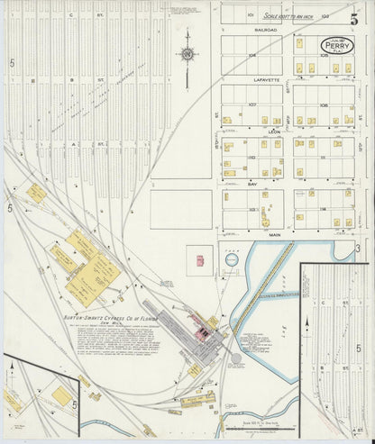 Sanborn Fire Insurance Map from Perry, Taylor County, Florida (1917), Sheet #0005 - Complete Map Set gallery image, historic Sanborn map, vintage wall art, Florida Florida