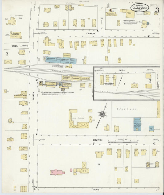 Sanborn Fire Insurance Map from Caledonia, Livingston County, New York (1910), Sheet #0003 - Historic Sanborn Fire Insurance Map Print, vintage old map wall art, antique decor, genealogy gift, New York New York map