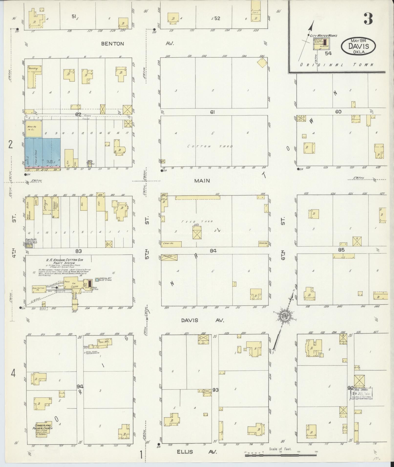 Sanborn Fire Insurance Map from Davis, Murray County, Oklahoma (1914), Sheet #0003 - Complete Map Set gallery image, historic Sanborn map, vintage wall art, Oklahoma Oklahoma