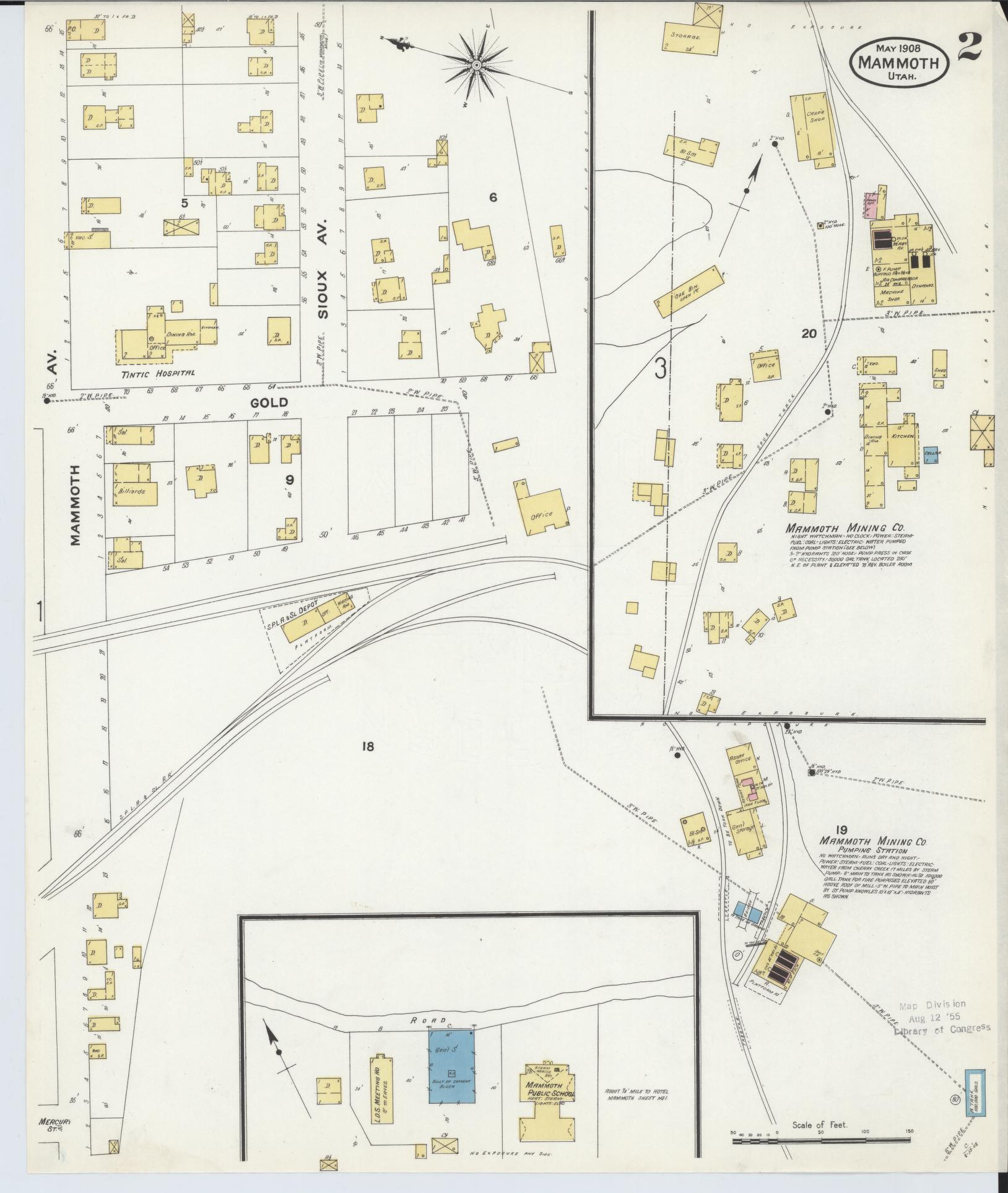 Sanborn Fire Insurance Map from Mammoth, Juab County, Utah (1908), Sheet #0002 - Historic Sanborn Fire Insurance Map Print, vintage old map wall art, antique decor, genealogy gift, Utah Utah map