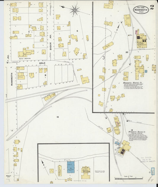 Sanborn Fire Insurance Map from Mammoth, Juab County, Utah (1908), Sheet #0002 - Historic Sanborn Fire Insurance Map Print, vintage old map wall art, antique decor, genealogy gift, Utah Utah map