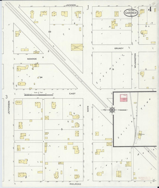 Sanborn Fire Insurance Map from Gardner, Grundy County, Illinois (1913), Sheet #0004 - Historic Sanborn Fire Insurance Map Print, vintage old map wall art, antique decor, genealogy gift, Illinois Illinois map