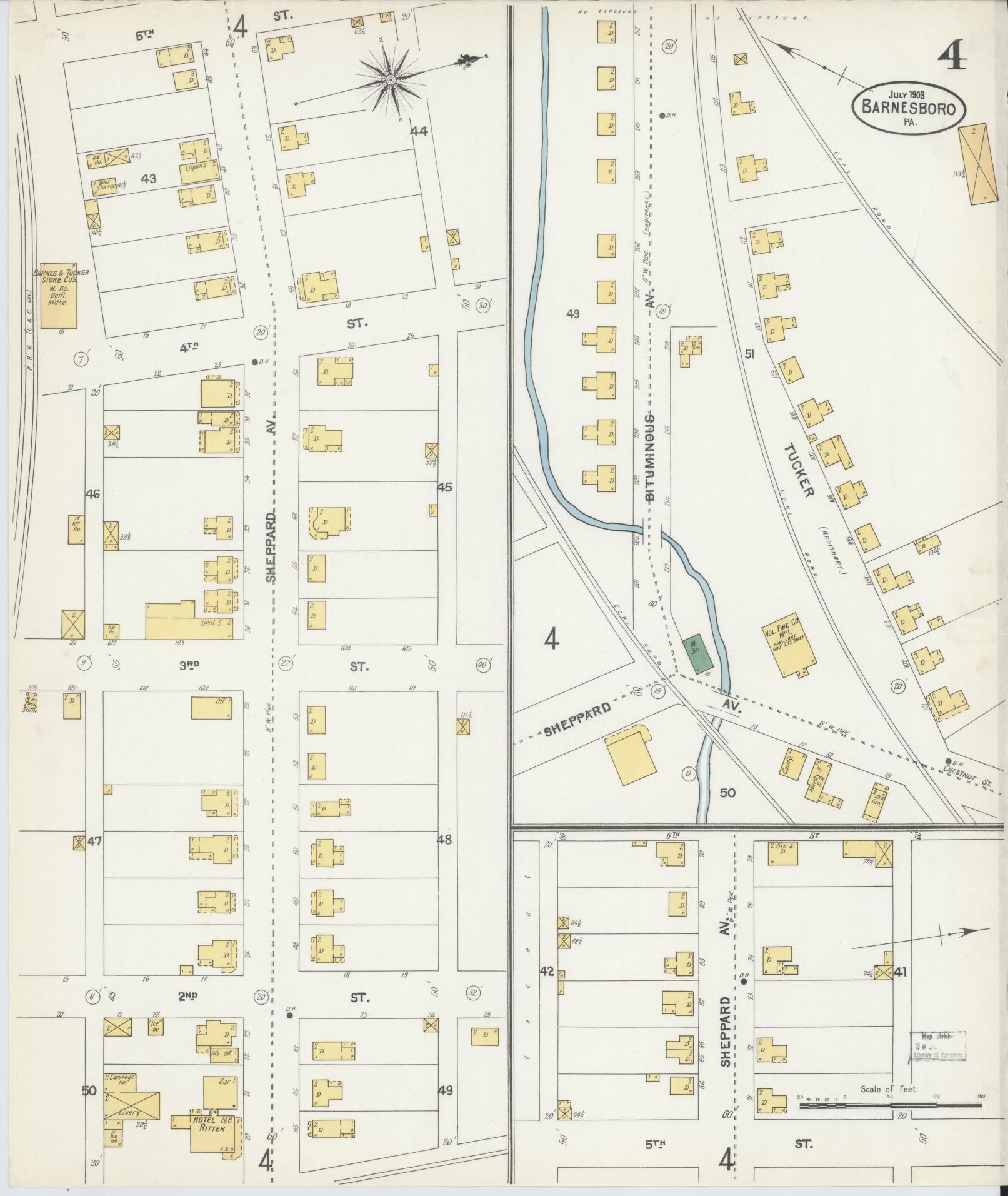 Sanborn Fire Insurance Map from Barnesboro, Cambria County, Pennsylvania (1903), Sheet #0004 - Historic Sanborn Fire Insurance Map Print, vintage old map wall art, antique decor, genealogy gift, Pennsylvania Pennsylvania map