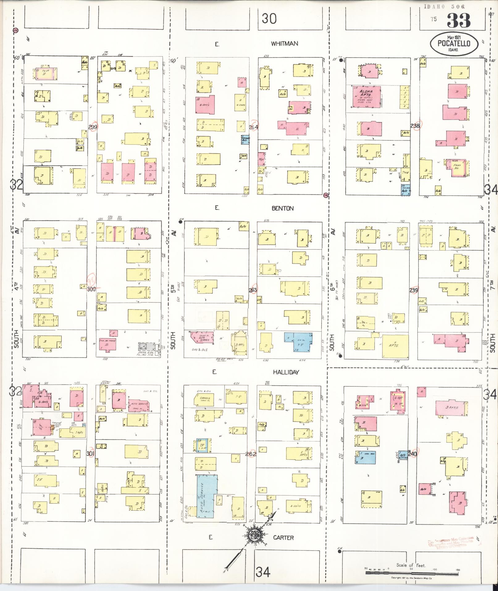 Sanborn Fire Insurance Map from Pocatello, Bannock County, Idaho (1948), Sheet #0033 - Historic Sanborn Fire Insurance Map Print, vintage old map wall art, antique decor, genealogy gift, Idaho Idaho map