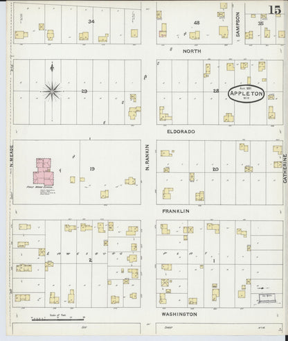 Sanborn Fire Insurance Map from Appleton, Outagamie County, Wisconsin (1891), Sheet #0015 - Complete Map Set gallery image, historic Sanborn map, vintage wall art, Wisconsin Wisconsin