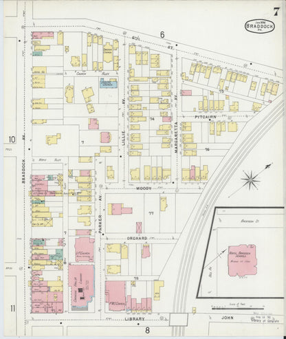 Sanborn Fire Insurance Map from Braddock, Allegheny County, Pennsylvania (1896), Sheet #0007 - Complete Map Set gallery image, historic Sanborn map, vintage wall art, Pennsylvania Pennsylvania