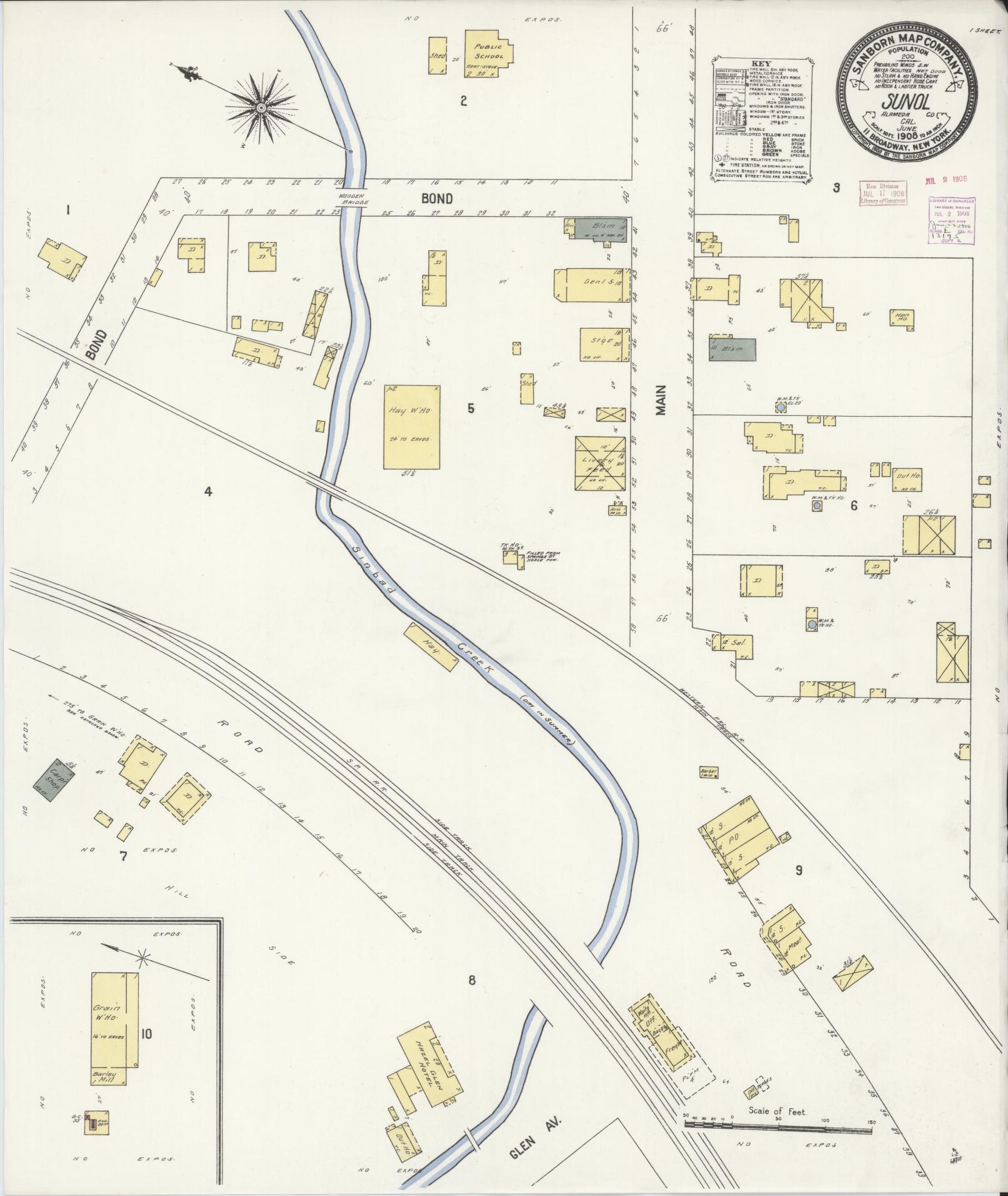 Sanborn Fire Insurance Map from Sunol, Alameda County, California. (1908) – Historic Sanborn Fire Insurance Map Print
