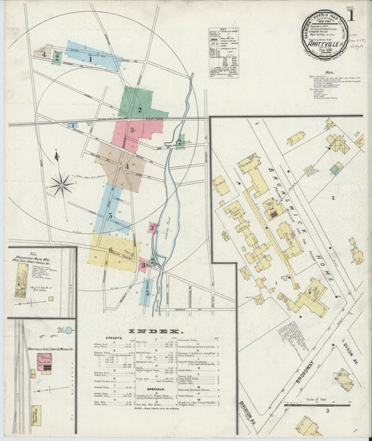 Sanborn Fire Insurance Map from Amityville, Suffolk County, New York (1897), Sheet #0001 - Complete Map Set gallery image, historic Sanborn map, vintage wall art, New York New York