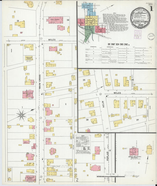 Sanborn Fire Insurance Map from Elizabethtown, Hardin County, Kentucky (1901), Sheet #0001 - Historic Sanborn Fire Insurance Map Print, vintage old map wall art, antique decor, genealogy gift, Kentucky Kentucky map
