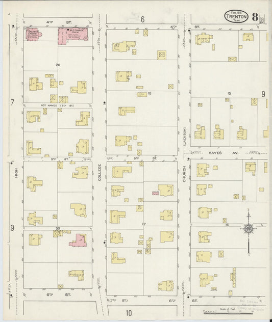 Sanborn Fire Insurance Map from Trenton, Gibson County, Tennessee (1915), Sheet #0008 - Historic Sanborn Fire Insurance Map Print, vintage old map wall art, antique decor, genealogy gift, Tennessee Tennessee map