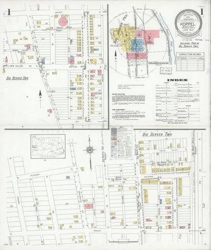 Sanborn Fire Insurance Map from Koppel, Beaver County, Pennsylvania (1934), Sheet #0001 - Historic Sanborn Fire Insurance Map Print, vintage old map wall art, antique decor, genealogy gift, Pennsylvania Pennsylvania map