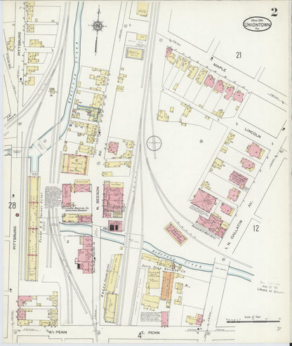 Sanborn Fire Insurance Map from Uniontown, Fayette County, Pennsylvania (1914), Sheet #0002 - Complete Map Set gallery image, historic Sanborn map, vintage wall art, Pennsylvania Pennsylvania