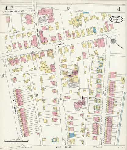 Sanborn Fire Insurance Map from Souderton, Montgomery County, Pennsylvania (1924), Sheet #0004 - Historic Sanborn Fire Insurance Map Print, vintage old map wall art, antique decor, genealogy gift, Pennsylvania Pennsylvania map