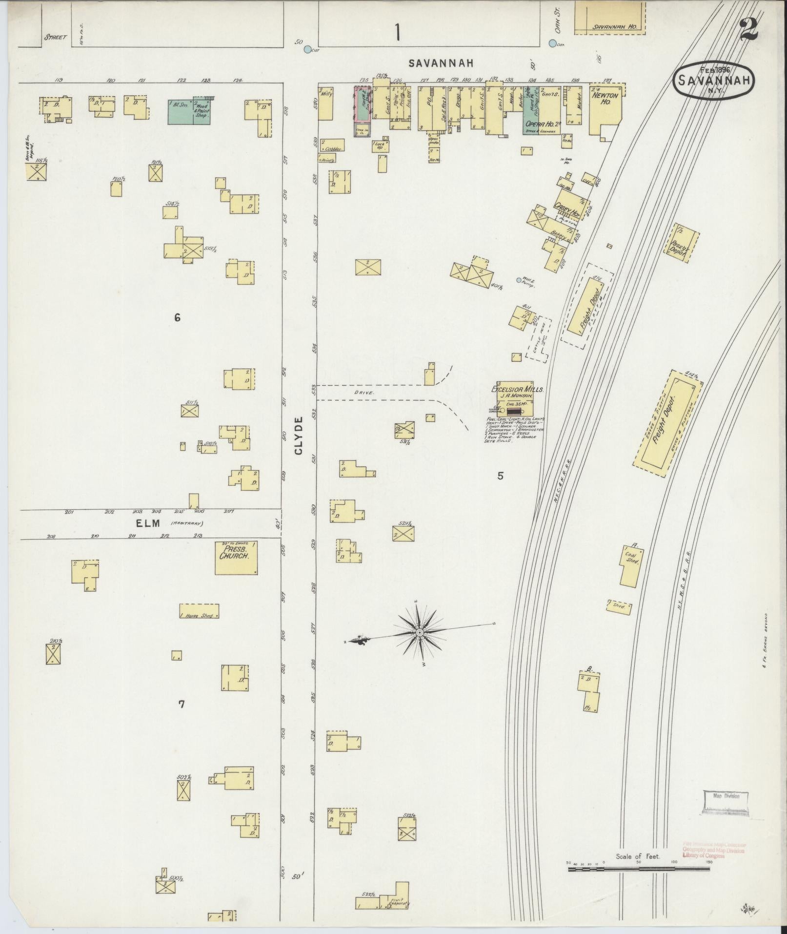 Sanborn Fire Insurance Map from Savannah, Wayne County, New York (1896), Sheet #0002 - Complete Map Set gallery image, historic Sanborn map, vintage wall art, New York New York
