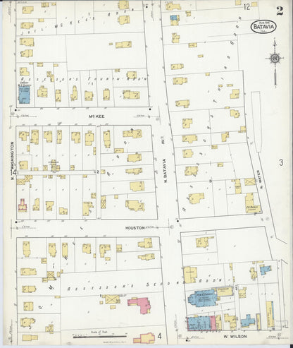 Sanborn Fire Insurance Map from Batavia, Kane County, Illinois (1916), Sheet #0002 - Complete Map Set gallery image, historic Sanborn map, vintage wall art, Illinois Illinois
