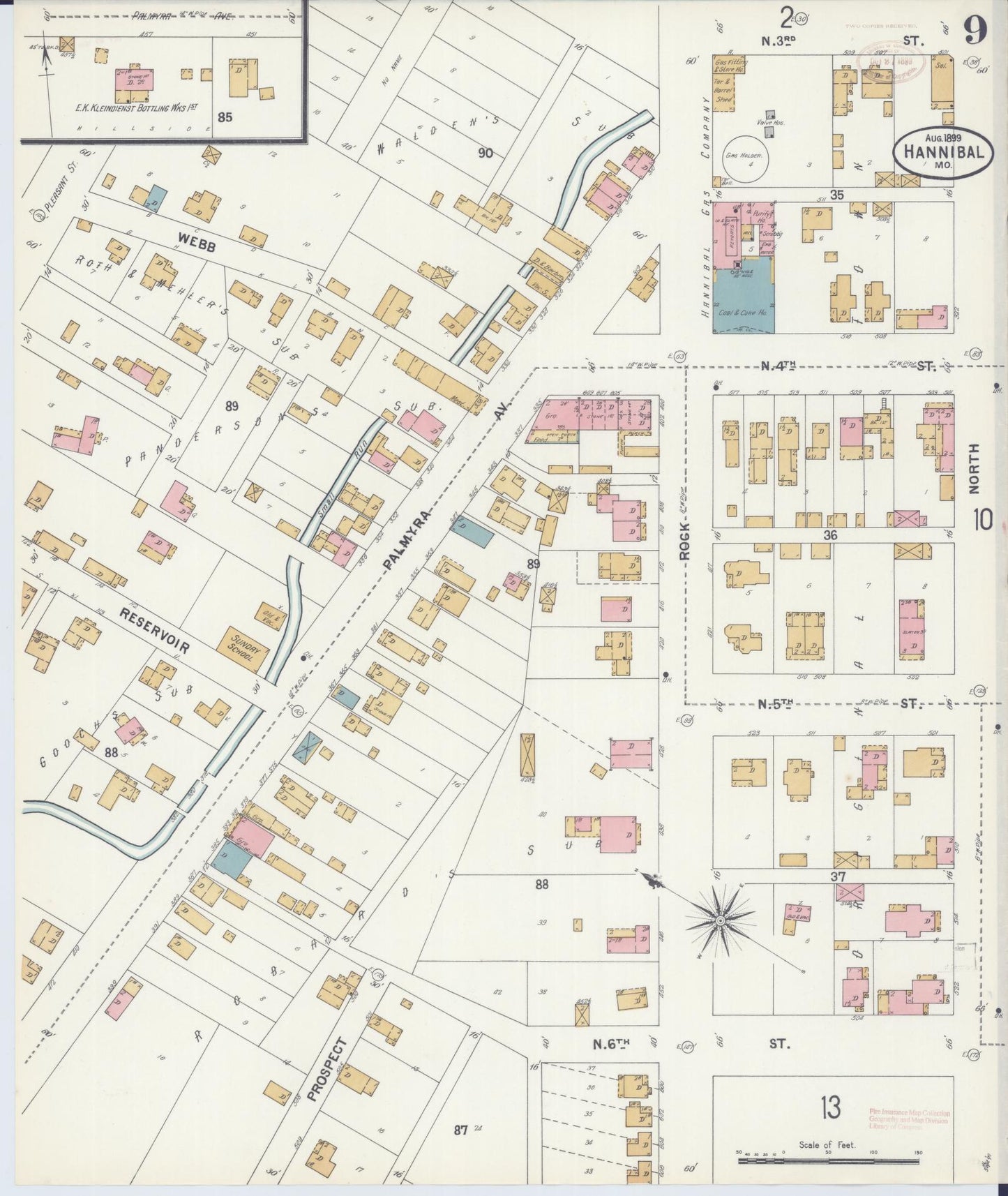 Sanborn Fire Insurance Map from Hannibal, Marion County, Missouri (1899), Sheet #0009 - Complete Map Set gallery image, historic Sanborn map, vintage wall art, Missouri Missouri