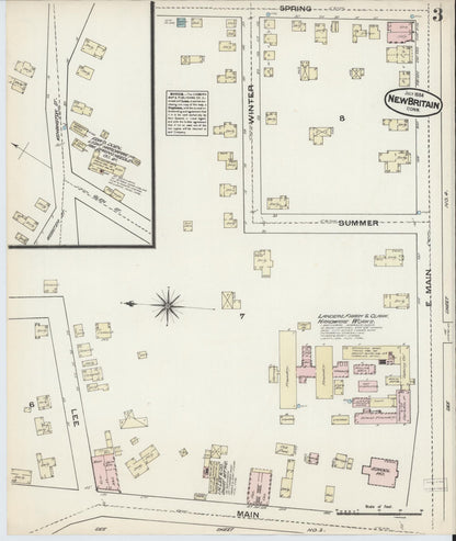 Sanborn Fire Insurance Map from New Britain, Hartford County, Connecticut (1884), Sheet #0003 - Complete Map Set gallery image, historic Sanborn map, vintage wall art, Connecticut Connecticut