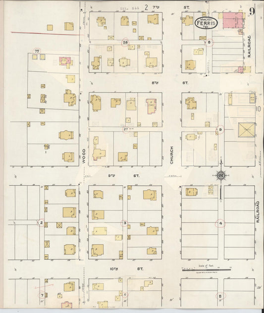 Sanborn Fire Insurance Map from Ferris, Ellis County, Texas (1941), Sheet #0009 - Historic Sanborn Fire Insurance Map Print, vintage old map wall art, antique decor, genealogy gift, Texas Texas map