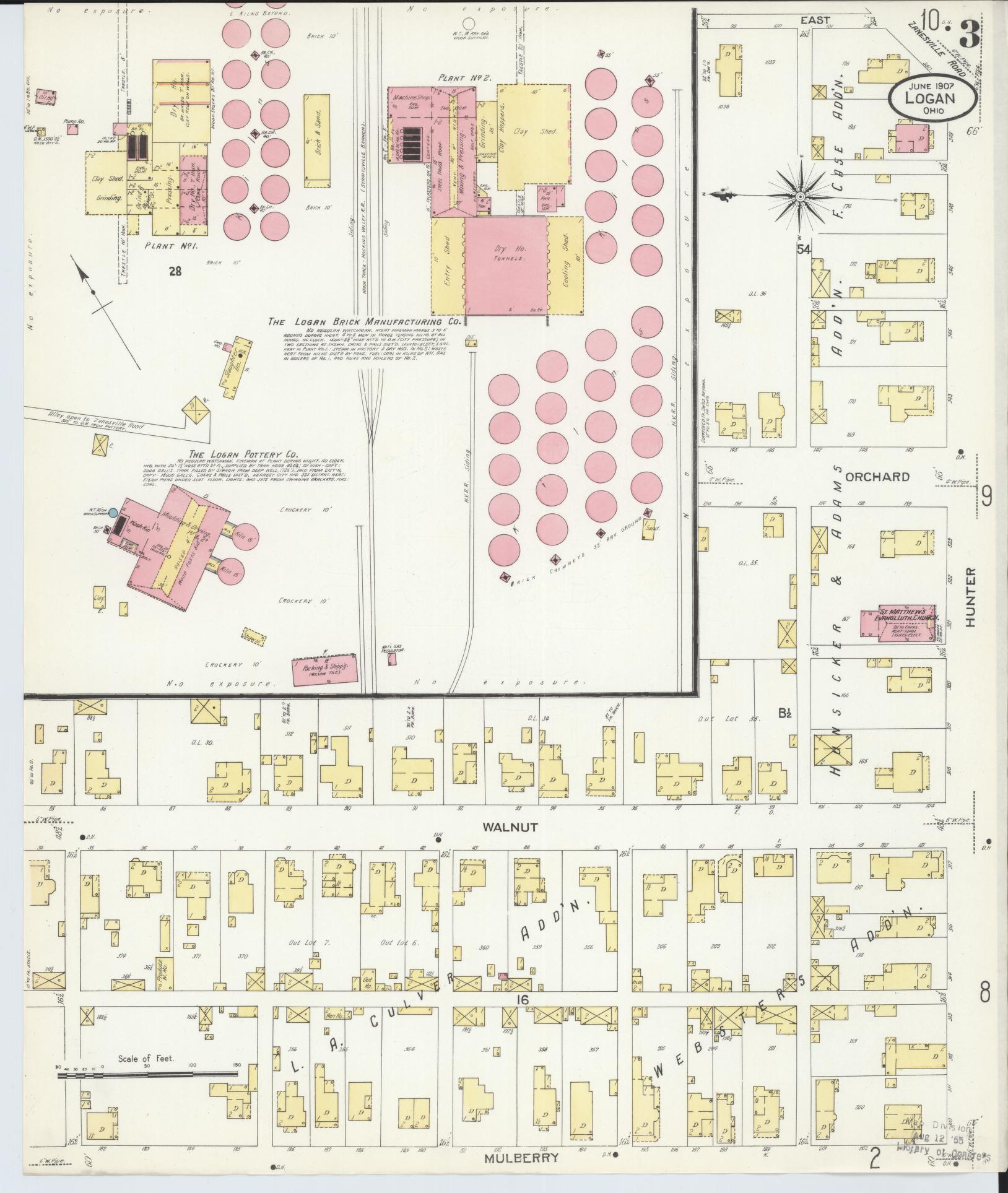 Sanborn Fire Insurance Map from Logan, Hocking County, Ohio (1907), Sheet #0003 - Historic Sanborn Fire Insurance Map Print, vintage old map wall art, antique decor, genealogy gift, Ohio Ohio map