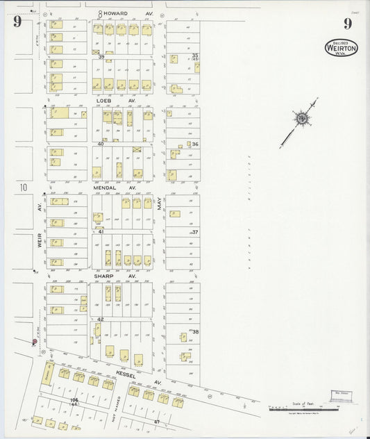 Sanborn Fire Insurance Map from Weirton, Hancock County, West Virginia (1923), Sheet #0009 - Historic Sanborn Fire Insurance Map Print, vintage old map wall art, antique decor, genealogy gift, West Virginia West Virginia map