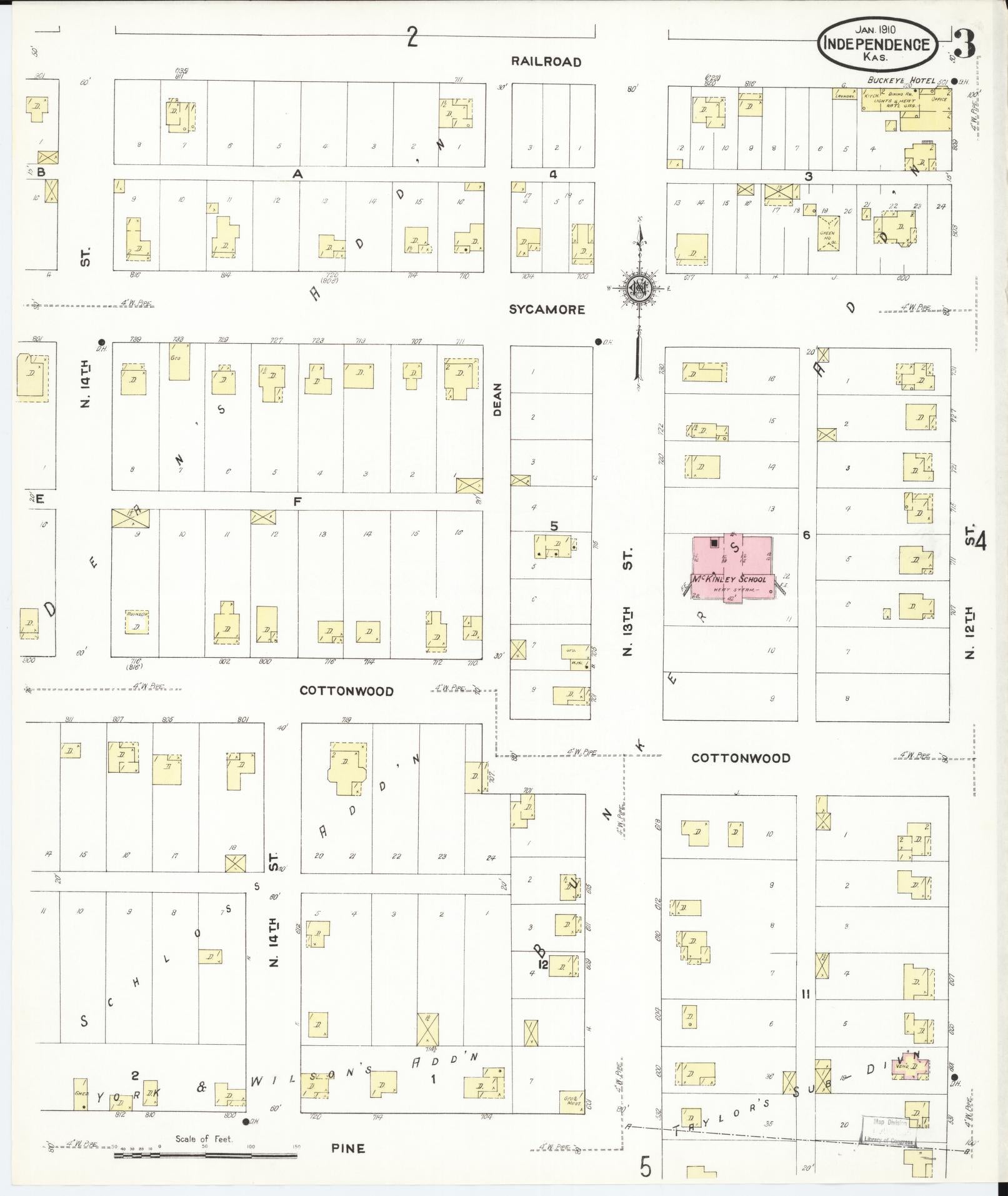 Sanborn Fire Insurance Map from Independence, Montgomery County, Kansas (1910), Sheet #0003 - Complete Map Set gallery image, historic Sanborn map, vintage wall art, Kansas Kansas