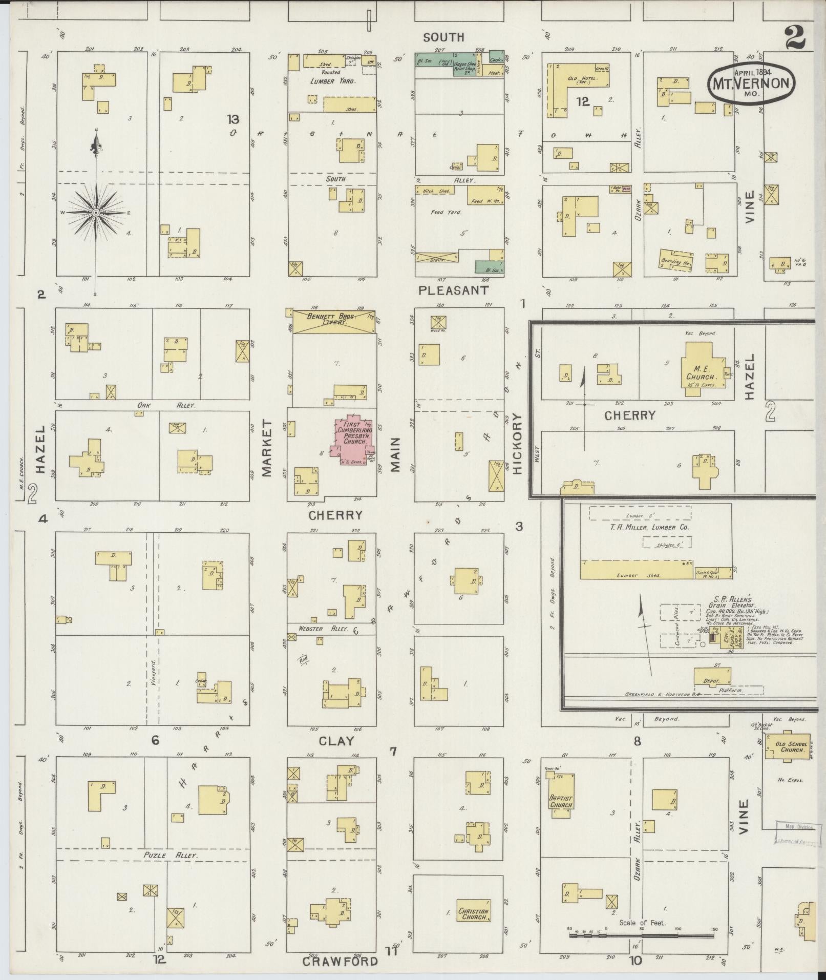 Sanborn Fire Insurance Map from Mount Vernon, Lawrence County, Missouri (1894), Sheet #0002 - Complete Map Set gallery image, historic Sanborn map, vintage wall art, Missouri Missouri