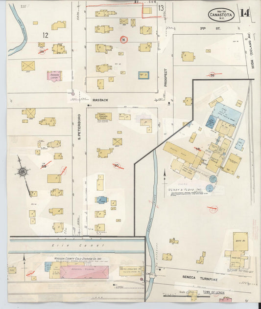 Sanborn Fire Insurance Map from Canastota, Madison County, New York (1959), Sheet #0014 - Historic Sanborn Fire Insurance Map Print, vintage old map wall art, antique decor, genealogy gift, New York New York map