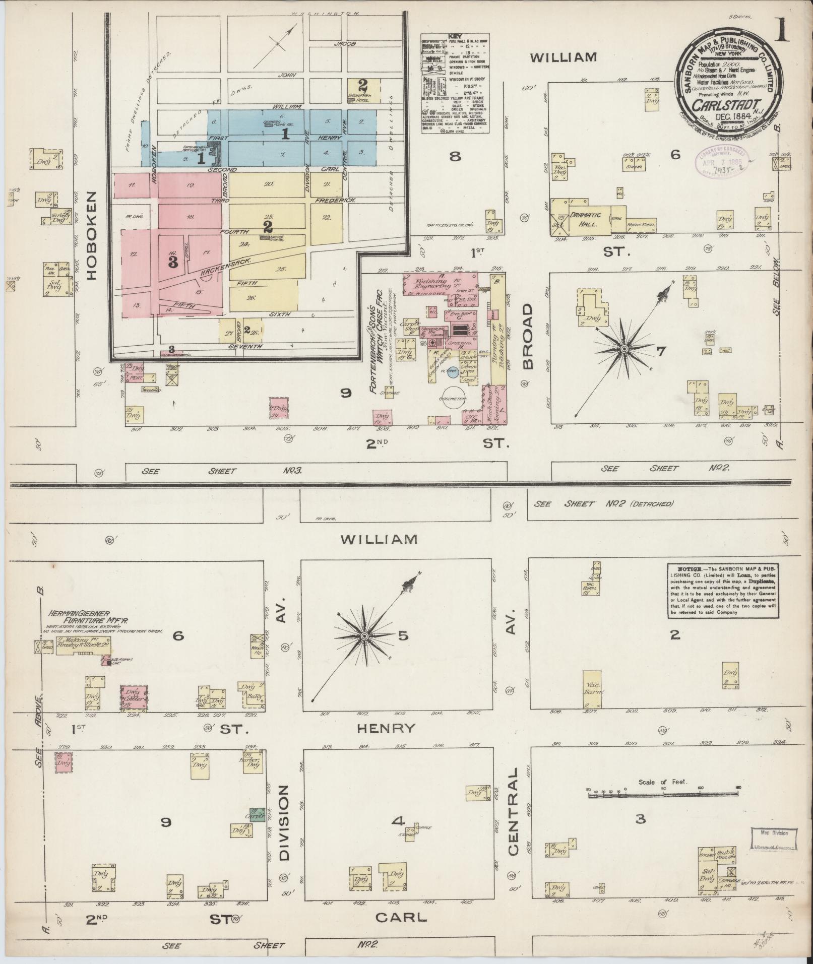 Sanborn Fire Insurance Map from Carlstadt, Bergen County, New Jersey. (1884) – Historic Sanborn Fire Insurance Map Print