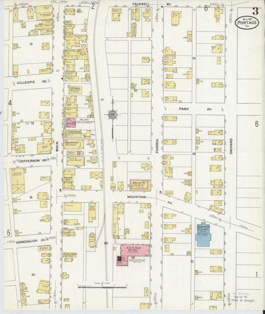 Sanborn Fire Insurance Map from Portage, Cambria County, Pennsylvania (1911), Sheet #0003 - Historic Sanborn Fire Insurance Map Print, vintage old map wall art, antique decor, genealogy gift, Pennsylvania Pennsylvania map