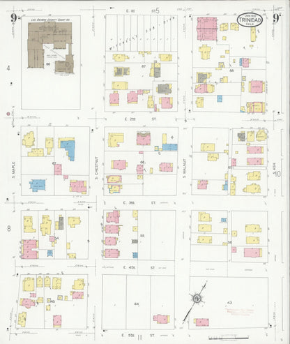 Sanborn Fire Insurance Map from Trinidad, Las Animas County, Colorado (1930), Sheet #0009 - Complete Map Set gallery image, historic Sanborn map, vintage wall art, Colorado Colorado