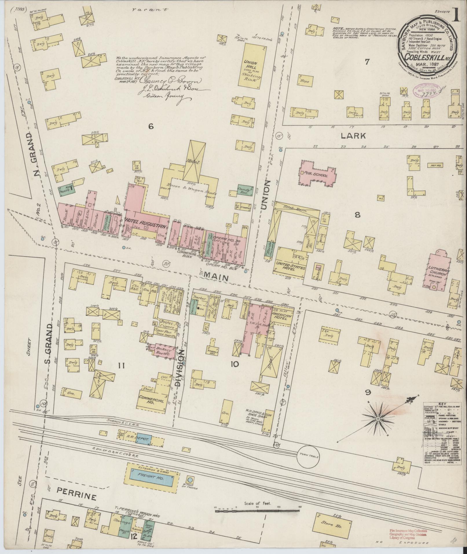 Sanborn Fire Insurance Map from Cobleskill, Schoharie County, New York. (1887) – Historic Sanborn Fire Insurance Map Print