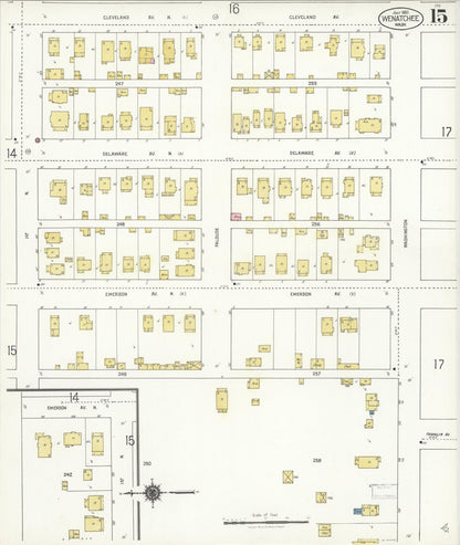 Sanborn Fire Insurance Map from Wenatchee, Chelan County, Washington (1921), Sheet #0015 - Complete Map Set gallery image, historic Sanborn map, vintage wall art, Washington Washington