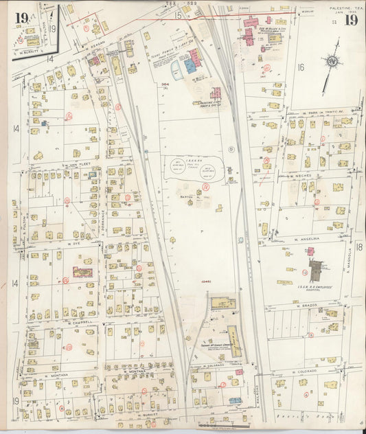 Sanborn Fire Insurance Map from Palestine, Anderson County, Texas (1949), Sheet #0019 - Historic Sanborn Fire Insurance Map Print, vintage old map wall art, antique decor, genealogy gift, Texas Texas map