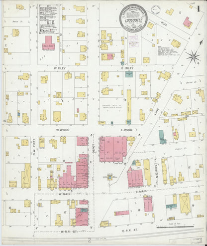 Sanborn Fire Insurance Map from Loogootee, Martin County, Indiana (1902), Sheet #0001 - Historic Sanborn Fire Insurance Map Print, vintage old map wall art, antique decor, genealogy gift, Indiana Indiana map