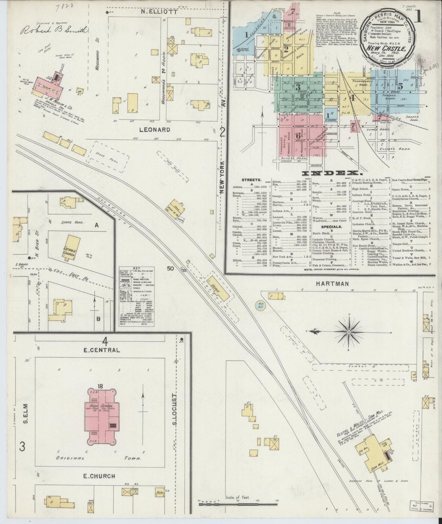 Sanborn Fire Insurance Map from New Castle, Henry County, Indiana. (1896) – Historic Sanborn Fire Insurance Map Print